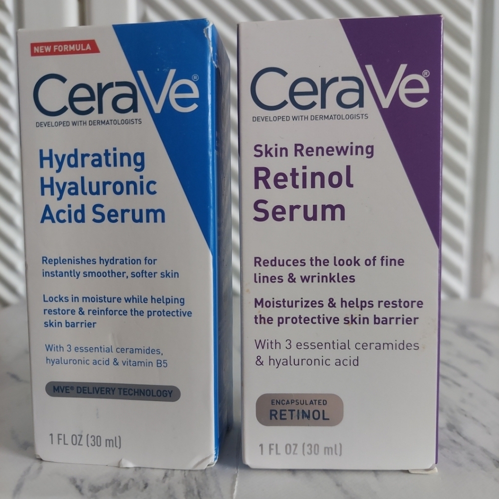 CeraVe Retinol Serum 1oz + Hydrating Hyulronic Acid Serum 1oz  Set NEW
